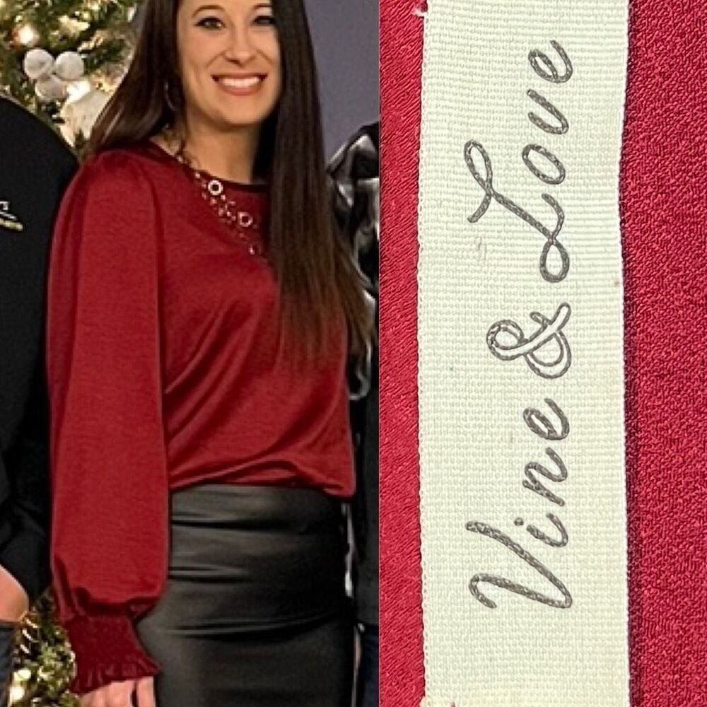 Vine‎ & Love Burgundy Long Sleeve Top Medium